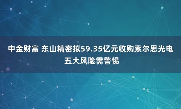中金财富 东山精密拟59.35亿元收购索尔思光电 五大风险需警惕